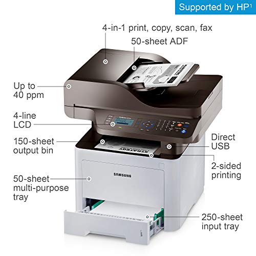Samsung ProXpress M3870FW Wireless Monochrome Laser Printer with Scan/Copy/Fax, Mobile Connectivity, Duplex Printing, Print Security & Management Tools(SS378E)