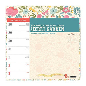 Orange Circle Studio 2016 Weekly Desk Calendar Pad, Secret Garden