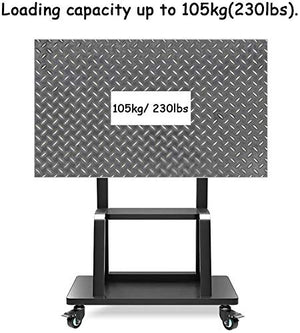 None TV Rack Furniture Rolling 2 Shelfs Heavy Duty Swivel Universal TV Cart for 55"-75" TVs, Black, 105kg Load