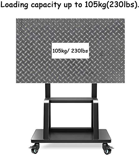 TV Rack Furniture Rolling 2 Shelfs Heavy Duty Swivel Universal TV Cart for 55"-75" TVs, Black, 105kg Load