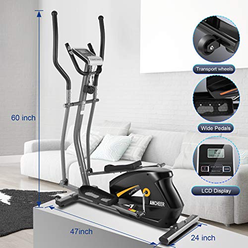 ANCHEER Elliptical Machine, Elliptical Trainer with APP Connected, 390 Weight Capacity & Large Multi-Function LCD Display for Walking Home & Office Cardio Exercise