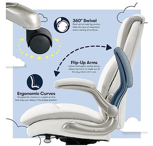 Generic Ergonomic High-Back Executive Chair, White Bonded Leather