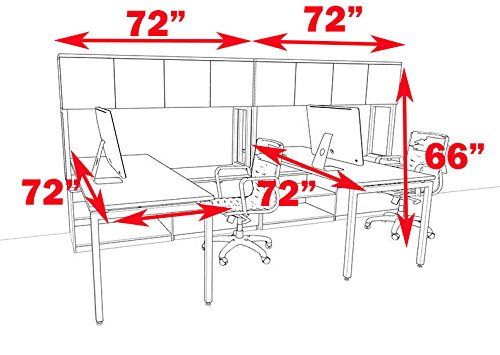 UTM Furniture Modern Executive Office Workstation Desk Set for Two Persons, OF-CON-S4