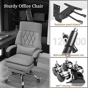 YIORYO Executive Office Desk Chair with Headrest and Lumbar Support, High Back Ergonomic Managerial Chair (Gray/Orange, Size: )