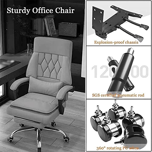 YIORYO Executive Office Desk Chair with Headrest and Lumbar Support, High Back Ergonomic Managerial Chair (Gray/Orange, Size: )