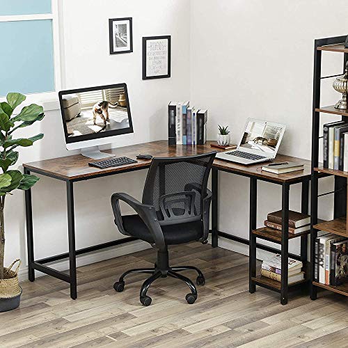 MTTLS Industrial L-Shaped Computer Desk, Corner Desk, Office Study Workstation with Shelves for Home Office, Easy to Assemble, Space-Saving