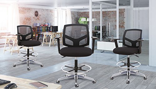 Thornton's Office Supplies Mesh Back Adjustable Drafting Stool Tall Office Chair - Black