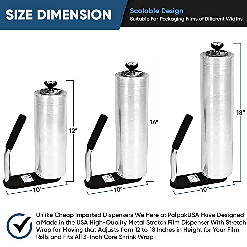 New! PalPak300 BACKSAVER - Best Selling Stretch Film Dispenser with Extended Handle, Industrial Strength for Packing Wrap, 6 Pack" Rolls with Tension Knob Adjustment Furniture, Boxes & Pallets