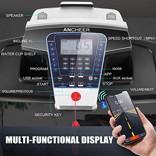 ANCHEER Treadmill, 3.25hp, App Control, Folding Treadmill Machine for Home with Automatic Incline, for Running, Walking, and Jogging, Portable Treadmill for Home, Gym, Office Workout.
