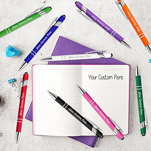 200 Pcs Personalized Custom Pens Bulk Free Engraving with Name Message Customized Ballpoint Pens Stylus for Business Office Graduation Customized Gifts for Men Women Christmas Birthday (Assorted)
