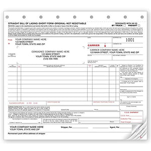 CheckSimple Bill of Lading Forms, Short Form, Specifically for Hazmat Shipments - Customized (1000 4 Part Forms)