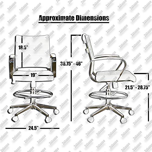 2xhome - Modern Adjustable Height Designer Ergonomic Office Drafting Chair with Ribbed Arms (Tan Set of 2)