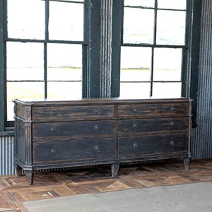 Phat Tommy Windsor Wood Dining Room Credenza - Distressed Black Painted Finish