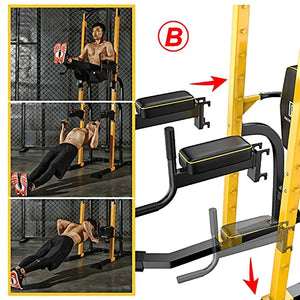 Bueuwe Power Tower Pull Up Bar Station Workout Dip Station Multi-Function Pull Up Tower with J Hook Home Strength Training Workout Equipment