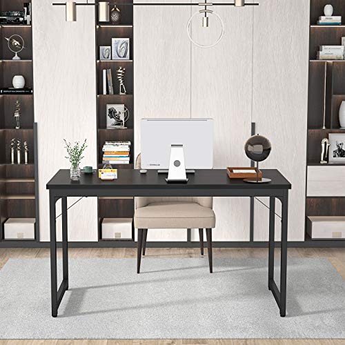 Foxemart Computer Desk 47” Modern Sturdy Office Desk PC Laptop Notebook Study Writing Table for Home Office Workstation, Black
