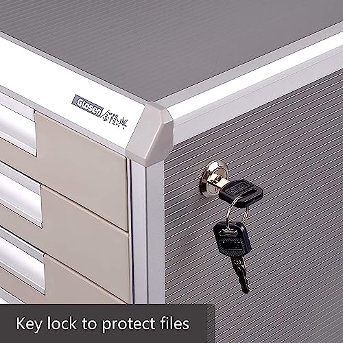 JAEFIT Desktop Storage Box with Lockable Drawers - Aluminum Alloy Drawer Organizer, 5 Layer Cosmetic/Medicine Storage