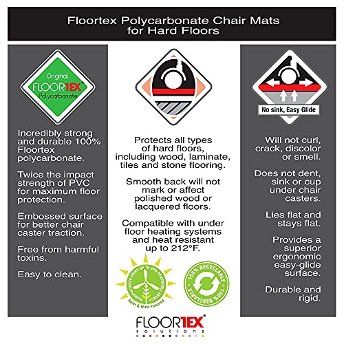 FLR1215020019ER Hard Floor Mat, 79" x 60", 75 mil, Clear Polycarbonate