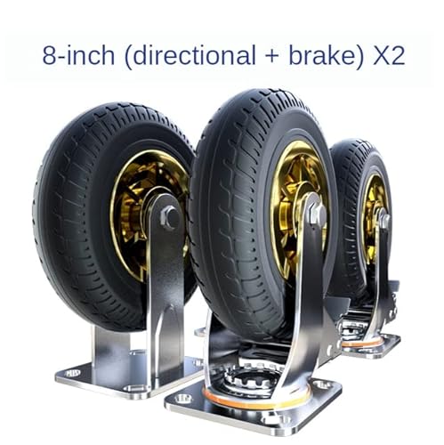 OLOTU 8 Inch Heavy Duty Swivel Casters with Brake - Silent Rubber Furniture Trolley Office Chair Wheels