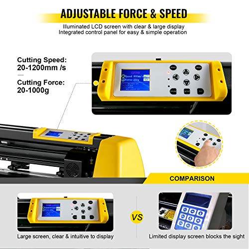 VEVOR Vinyl Cutter Machine, 870mm Cutting Plotter, Automatic Camera Contour Cutting 34” Plotter Printer with Floor Stand Vinyl Cutting Machine Adjustable Force and Speed for Sign Making Plotter Cutter
