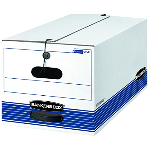 Bankers Box Store/File Medium Duty Storage Boxes with String & Button, Letter, 20-Pack (070409), White, Blue
