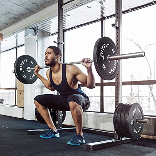 RitFit 2 Inch Olympic Weight Plate, Bumper Plates With Steel Insert, Olympic Barbell Weight Plates for Gym and Home, Single, Pair and Sets（45LB, Pair)