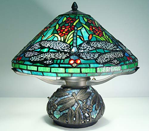 Fine Art Lighting Tiffany Dragonfly Table lamp, Multi Color