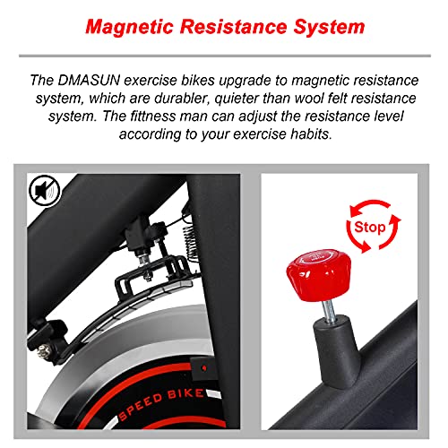 Exercise Bike, DMASUN Indoor Cycling Bike Stationary, Comfortable Seat Cushion, Multi - grips Handlebar, Heavy Flywheel Upgraded Version