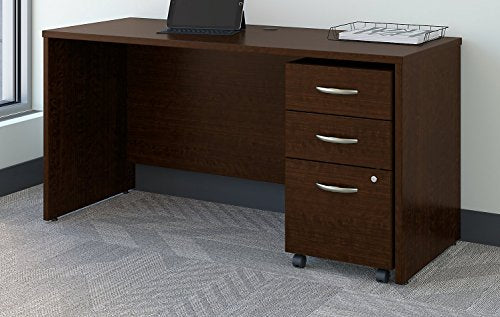 Bush Business Furniture Series C 60W x 24D Office Desk with Mobile File Cabinet in Mocha Cherry