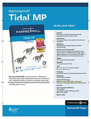 Hammermill Printer Paper, Tidal Multipurpose, 8.5 x 11, Letter, 20lb, 92 Bright. 2,500 Sheets per Quickpak (no ream wrap) - 80 Cartons per Pallet, 200,000 (163120PLT) Pallet pricing, Made In The USA