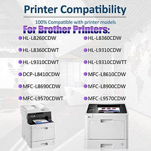 6-Pack (3BK+1C+1M+1Y) TN431 Compatible Toner Cartridge Replacement for Brother HL-L8260CDW HL-L8360CDW HL-L8360CDWT HL-L9310CDW HL-L9310CDWT DCP-L8410CDW MFC-L8610CDW Printer, by SinaToner.
