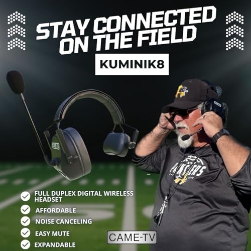 Came-TV Wireless Intercom Headsets System - Full Duplex Noise Cancellation - 1500ft Range - Single-Ear Headset - 7 People Team Communication