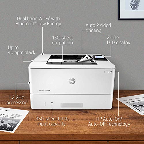 HP Laserjet Pro M404DW Wireless Monochrome Laser Printer with Duplex Printing, White (Renewed)