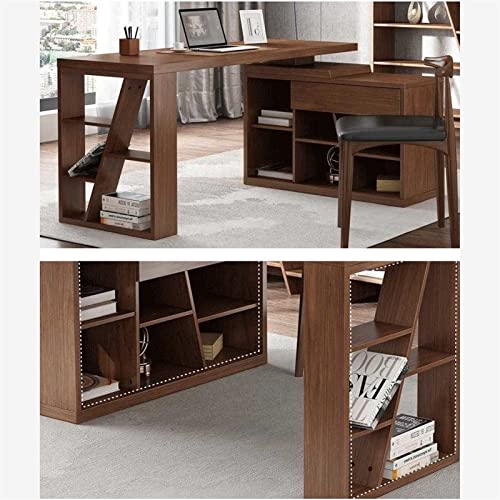 PC Desk Multifunctional Study Room Desk Home Office Laptop Workstation with Bookshelf and Rotatable Locker - Modern Luxury Writing Desk (Color: A) (B)