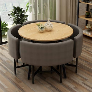 BYJSJY Round Dining Table Set with 4 Chairs and Coffee Table - Modern Leisure Dining Room Furniture 80cm (Color)