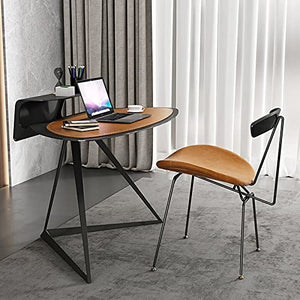 None Modern Light Luxury Computer Desk with Leather Table Mat - Orange