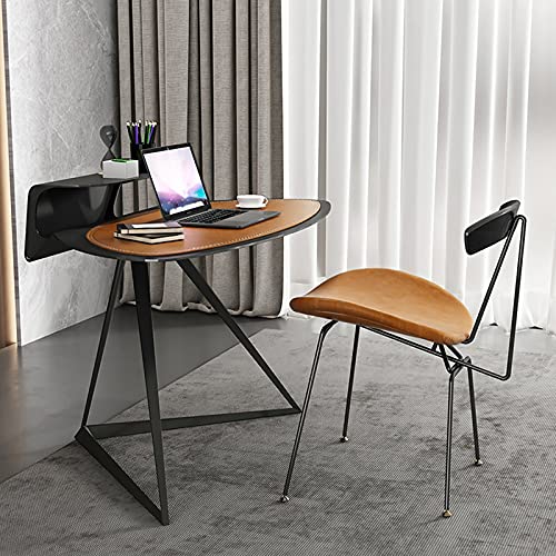 Modern Light Luxury Computer Desk with Leather Table Mat - Orange