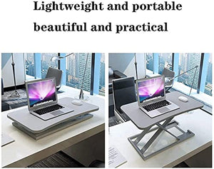 None Standing Desk Converter Sit Stand Desk Riser Adjustable Height Portable Desktop Workstation - Gray/Black