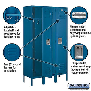 Salsbury Industries 61352BL-U Single Tier 36-Inch Wide 5-Feet High 12-Inch Deep Unassembled Standard Metal Locker, Blue