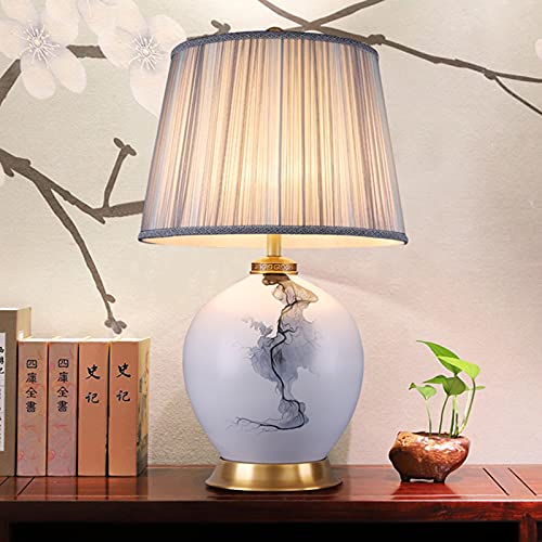 SLEEVE Chinese Style White Ceramic Table Lamp - 28.7" Height