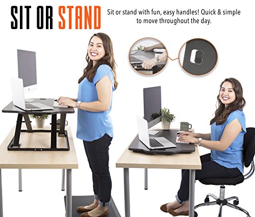 X-Elite Pro Glide Standing Desk - Instantly Convert Any Surface to a Stand up Desk! Large Sit to Stand Desk Converter! Strong & Sturdy! (31 x 21)