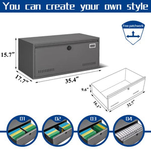 Veemuaro Electronic Digital Lock File Cabinet - Large Metal Vertical Filing Cabinet for Home Office (3 Drawer)