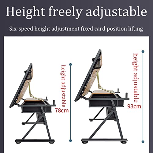 EESHHA Adjustable Drafting Table with Storage Drawers and Stool