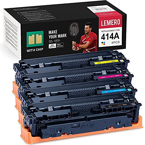 LEMERO (with Chip) Remanufactured Toner Cartridge Replacement for HP 414A W2020A W2021A W2022A W2023A to use with Color Laserjet Pro M454dw MFP M479fdw (Black, Cyan, Magenta, Yellow, 4 Pack)