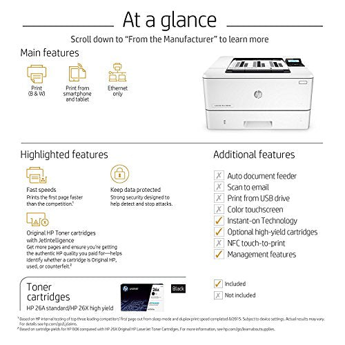 HP LaserJet Pro M402n Laser Printer with Built-in Ethernet, Amazon Dash Replenishment ready (C5F93A)