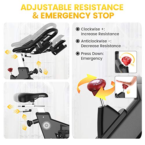 pooboo Exercise Bike Indoor Cycling Bike Stationary Bike-Belt Drive Cardio Bike with 44LBS Flywheel (gamboge)