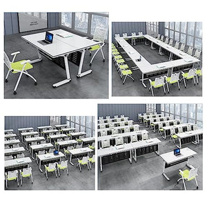 NeAFP Flip Top Mobile Training Table with Modesty, Locking Casters - Foldable, Nestable - Horizontal to Vertical