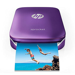 HP Sprocket Portable Photo Printer, Print Social Media Photos on 2x3 Sticky-Backed Paper - Purple (Z9L25A)