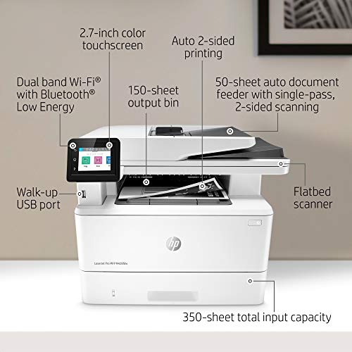 (Renewed) HP Laserjet Pro MFP M428 fdw All-in-One Wireless Ethernet Monochrome Laser Printer, White - Print Scan Copy Fax - 2.7" Touchscreen, 40 ppm, 1200x1200 dpi, Auto Duplex Printing, 50-Sheet ADF