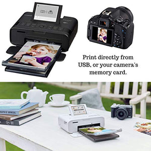 Canon SELPHY CP1300 Wireless Compact Photo Printer (Black) + Canon RP-108 Color Ink Paper Set (108 Sheets of 4 x 6 Paper) + NeeGo Printer Cable + NeeGo Print Protector (100 Pack)