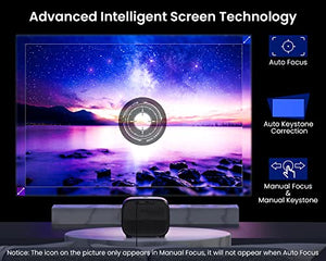 etoe 4K Android TV Projector, 1080P FHD Smart with Auto Focus, Auto Keystone, 600 ANSI Lumens, Dual 10W Speakers, Netflix-Certified, 5.1G WiFi Bluetooth - Black